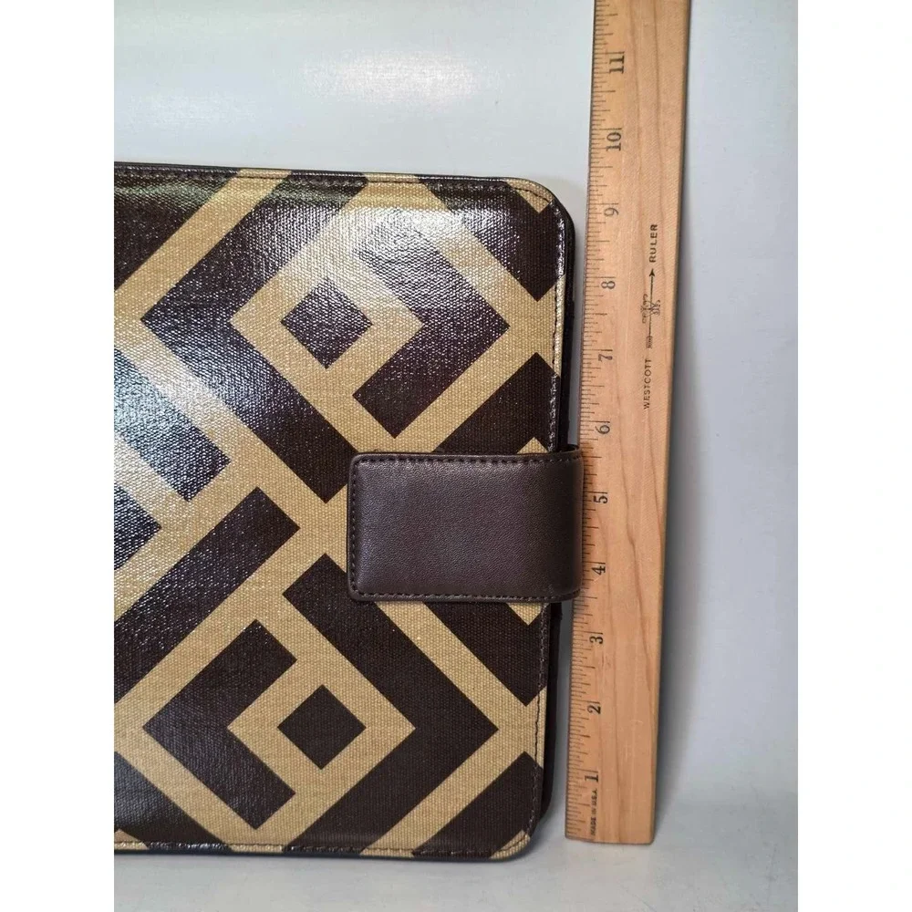 Franklin Covey Planner Organizer 7 Rings Binder Brown Tan‎ Yellow Geometric Rare